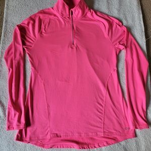 Champion womens pullover top with 1/4 zipper long sleeve pink color size L